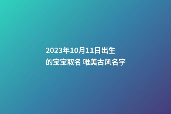 2023年10月11日出生的宝宝取名 唯美古风名字